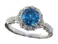 14kt Gold 2.11 ct Round Fancy Blue Diamond Ring