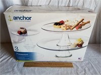 Anchor Hocking 3pc Tiered Platter Set
