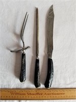 Putnam Cutlery Carving Set Stag Handle