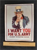 US Army Recruiting Sign Cardboard 1979 11 x 14"