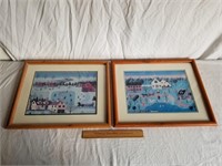 2 Framed Country Prints 17 & 1/2 x 21 & 1/2"
