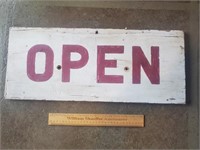 Vintage Open Wooden Sign 9 & 1/2 X 23"