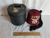 Vintage Syria Hat w/ Case Masonic
