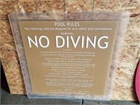 No Diving Plastic Sign 34 & 3/4 x 34 & 3/4"