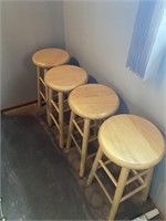 Set of 4 wooden stools