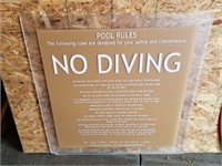 No Diving Plastic Sign 35 & 1/2 x 35 & 1/2