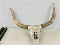 steer horns mountl w/ metal scales