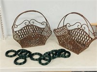 2- heavy wire planter baskets