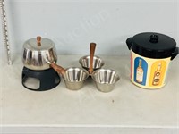stainless condiment dishes, ice bucket