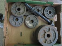 Lot of Assorted Steel Weights & A  Dumbbell