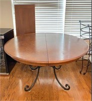 Dining Table with Scrolled Metal Legs & Leaf
