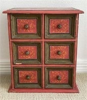 Hand Painted 6-Drawer Tabletop Cabinet