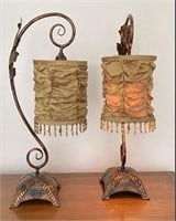 Pair of Ornate Lamps with Beaded Shades