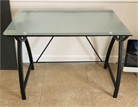 Modern Metal Table with Glass Top