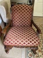 Ornate Carved Armchair with Upholstered Seat &