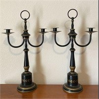 Pair of Metal Tole Style Candelabra