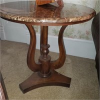Modern Marble top lyre base end table