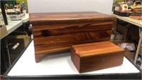 2 Wooden Boxes - Small One has Lock and Key