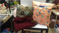 3 Pillows and 2 Blankets Vintage Ornate