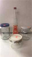 4 Glass canisters & jars.