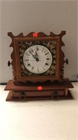 Clock with Cross-Stitch Decor and Drawer