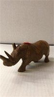 Hand Carved wood Rhinoceros sculpture. Made in