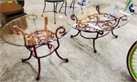 WROUGHT IRON GLASS TOP COFFEE TABLE, END TABLE