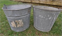2 Galvanized Metal Buckets