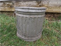 Old Galvanized Metal Fluted Bucket