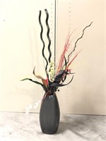Pottery floor vase with arrangement