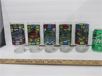5 Stained Glass Look Beer Glasses