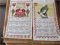 2 Vintage Calendar Towels 1968 & 1969