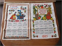 2 Vintage Calendar Towels 1984 & 1985
