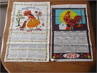 2 Vintage Calendar Towels 1977 & 1978