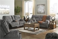 Ashley 453 Charcoal REC Sofa & Love Seat