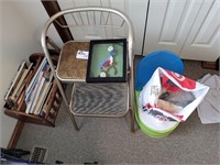Stool, rack, cookbooks, childs potty chair
