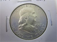 1957 Ben Franklin Half Dollar