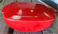 Red Lidded Pyrex Casserole Dish