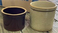 2 Small Stoneware Crocks