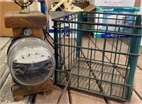 Wire Dairy Crate & Electric Meter Lamp