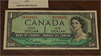 CANADIAN 1954 $1.00 NOTE W/Z6706651