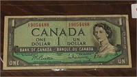 CANADIAN 1954 $1.00 NOTE O/Z9054488