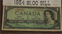 CANADIAN 1954 $1.00 NOTE L/Y2334747