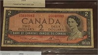 CANADIAN 1954 $2.00 NOTE T/G5640983