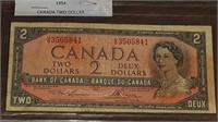 CANADIAN 1954 $2.00 NOTE U/G3505841