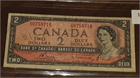 CANADIAN 1954 $2.00 NOTE K/G0758716