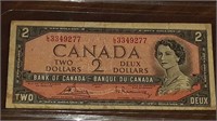 CANADIAN 1954 $2.00 NOTE L/G3349277