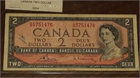 CANADIAN 1954 $2.00 NOTE H/G5751476