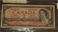 CANADIAN 1954 $2.00 NOTE K/G4100347