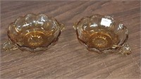 Pair of amber glass fruit nappies 5.5 in by 2 in